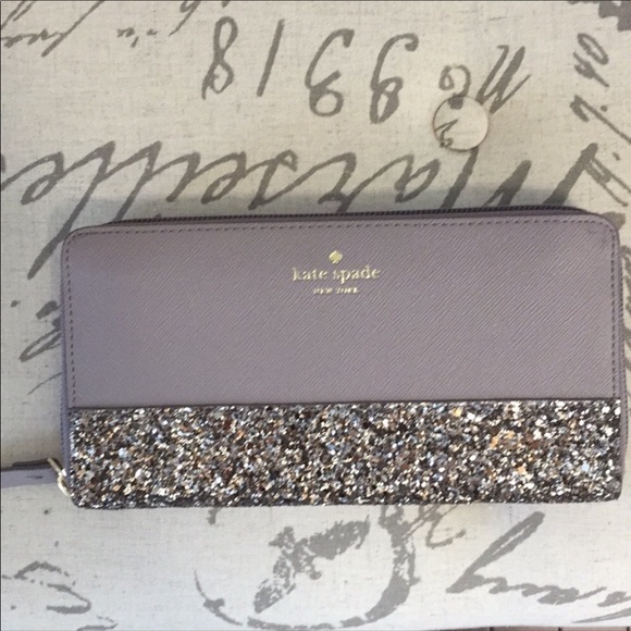 Kate spade glitter wallet - black or gray NEW - Picture 5 of 7